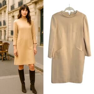 Vintage 60s Mod Wool Shift S Dress Abe Schrader Nicholas Ungár Minimalist Beige